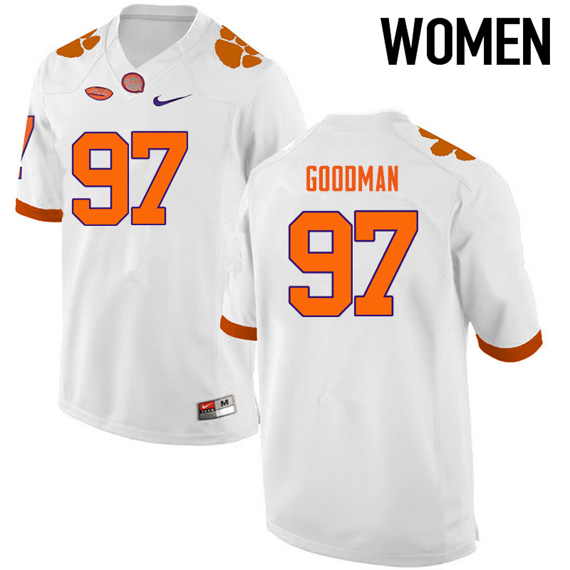 Women Clemson Tigers #97 Malliciah Goodman College Football Jerseys-White